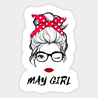 May Girl Woman Lady Wink Eye Face Birthday Gift Sticker